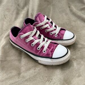 Converse All Star Juniors Purple Velvet Double Tongue Sneakers